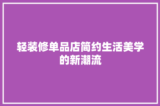 轻装修单品店简约生活美学的新潮流  第1张