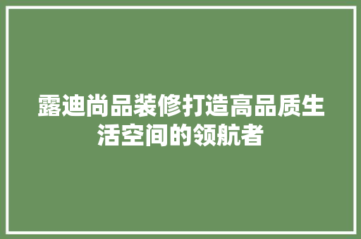 露迪尚品装修打造高品质生活空间的领航者  第1张