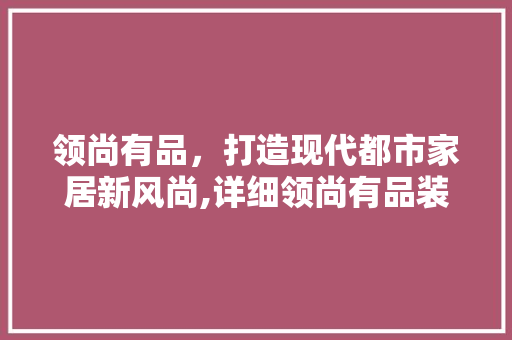 领尚有品，打造现代都市家居新风尚,详细领尚有品装修设计理念  第1张