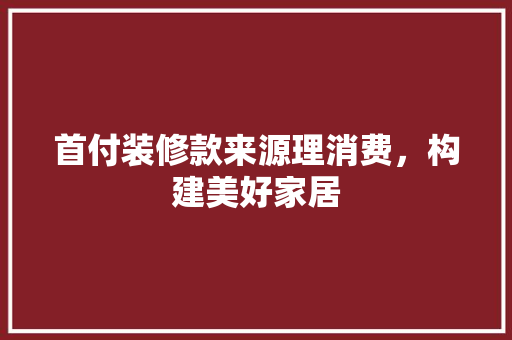 首付装修款来源理消费，构建美好家居  第1张