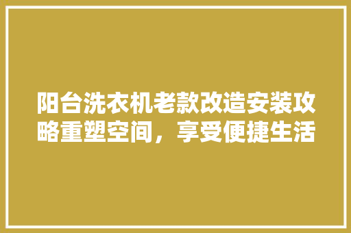 阳台洗衣机老款改造安装攻略重塑空间，享受便捷生活
