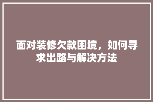 面对装修欠款困境，如何寻求出路与解决方法  第1张