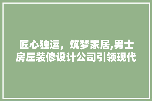 匠心独运，筑梦家居,男士房屋装修设计公司引领现代生活美学