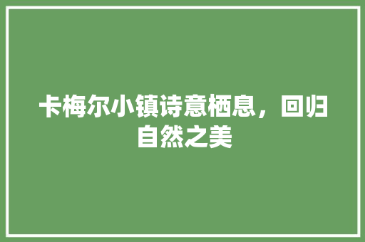卡梅尔小镇诗意栖息，回归自然之美