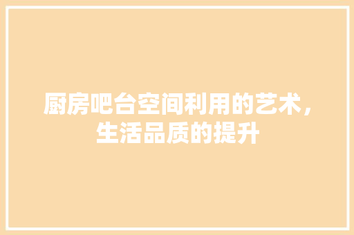 厨房吧台空间利用的艺术，生活品质的提升