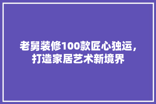 老舅装修100款匠心独运，打造家居艺术新境界  第1张