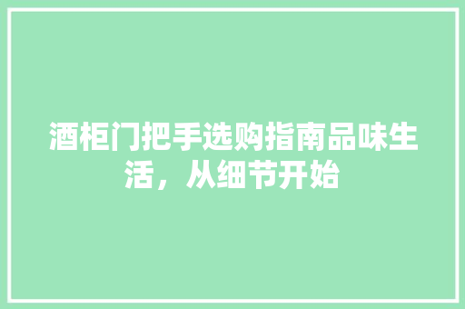 酒柜门把手选购指南品味生活，从细节开始