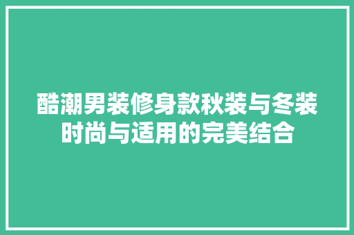 酷潮男装修身款秋装与冬装时尚与适用的完美结合
