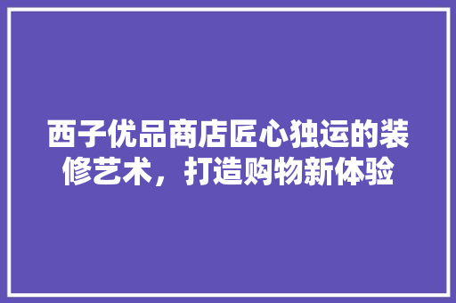 西子优品商店匠心独运的装修艺术，打造购物新体验  第1张