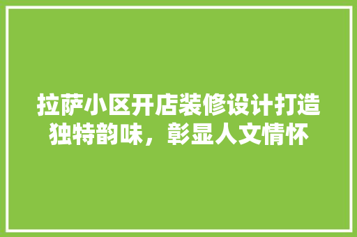 拉萨小区开店装修设计打造独特韵味，彰显人文情怀