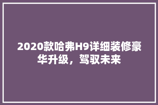 2020款哈弗H9详细装修豪华升级，驾驭未来  第1张