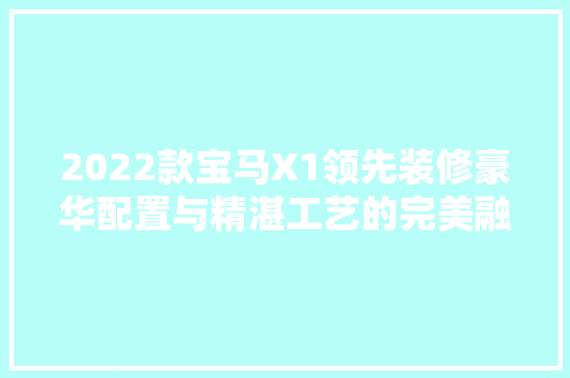 2022款宝马X1领先装修豪华配置与精湛工艺的完美融合