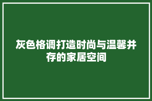 灰色格调打造时尚与温馨并存的家居空间