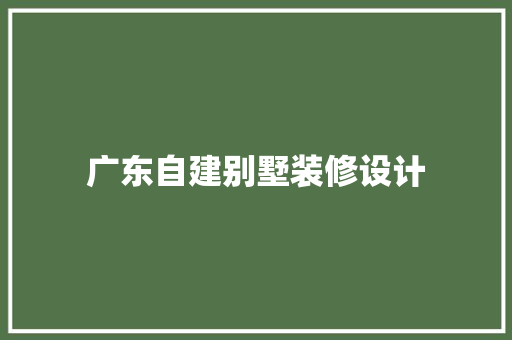 广东自建别墅装修设计