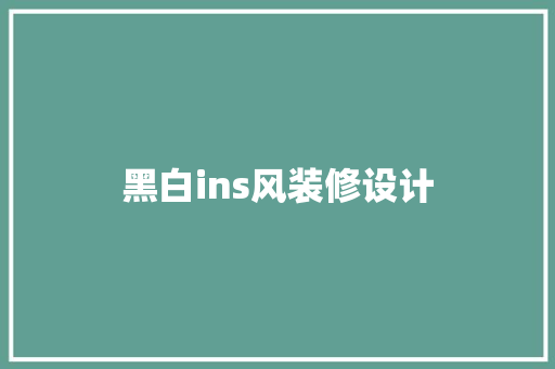 黑白ins风装修设计
