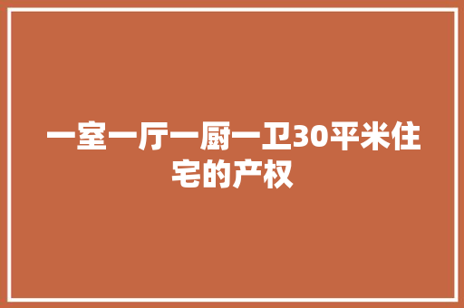 一室一厅一厨一卫30平米住宅的产权