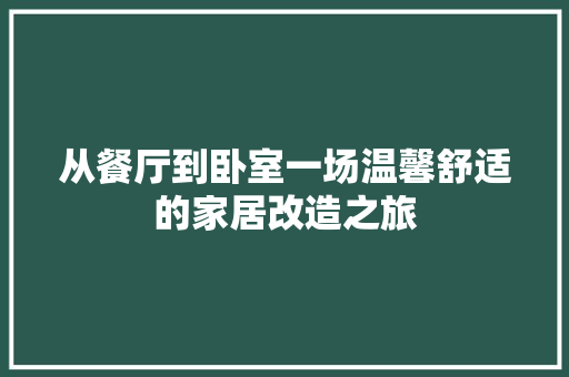 从餐厅到卧室一场温馨舒适的家居改造之旅