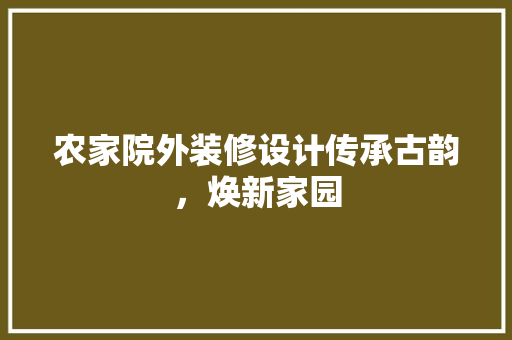 农家院外装修设计传承古韵，焕新家园  第1张