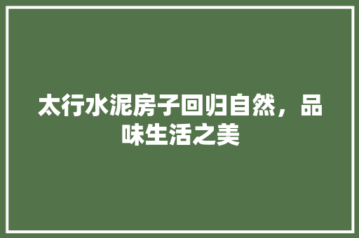 太行水泥房子回归自然，品味生活之美