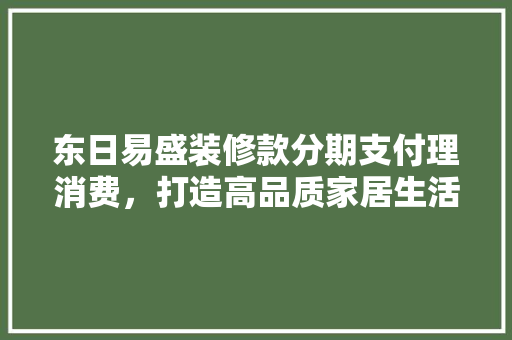 东日易盛装修款分期支付理消费，打造高品质家居生活