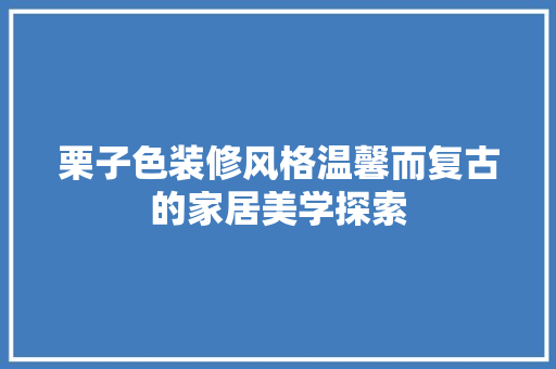 栗子色装修风格温馨而复古的家居美学探索