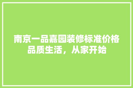 南京一品嘉园装修标准价格品质生活，从家开始