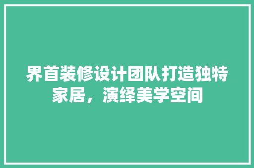 界首装修设计团队打造独特家居，演绎美学空间  第1张
