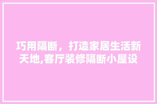 巧用隔断，打造家居生活新天地,客厅装修隔断小屋设计