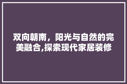 双向朝南，阳光与自然的完美融合,探索现代家居装修设计之路