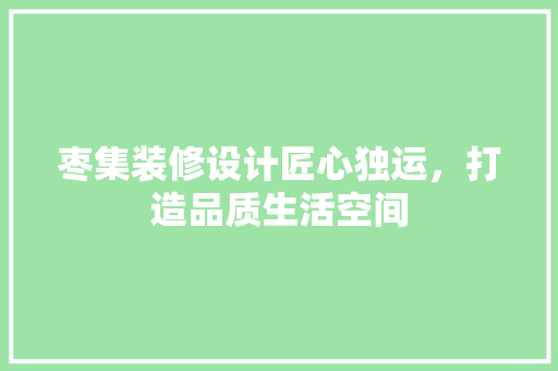 枣集装修设计匠心独运，打造品质生活空间  第1张