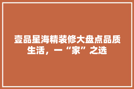 壹品星海精装修大盘点品质生活，一“家”之选