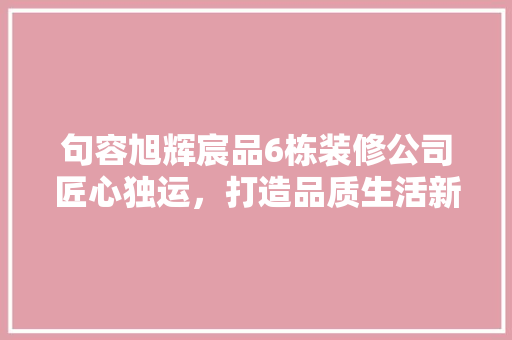 句容旭辉宸品6栋装修公司匠心独运，打造品质生活新标杆