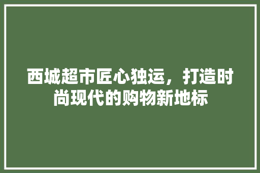 西城超市匠心独运，打造时尚现代的购物新地标
