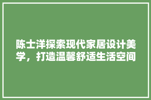 陈士洋探索现代家居设计美学，打造温馨舒适生活空间