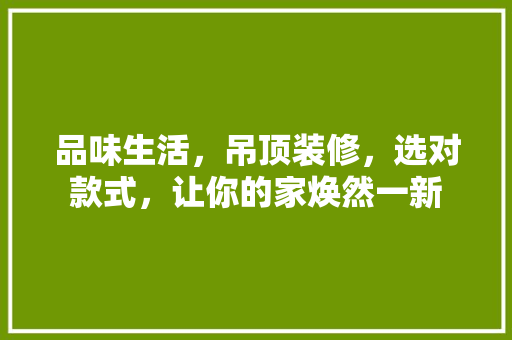 品味生活，吊顶装修，选对款式，让你的家焕然一新