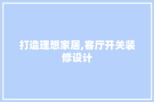 打造理想家居,客厅开关装修设计  第1张