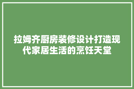 拉姆齐厨房装修设计打造现代家居生活的烹饪天堂  第1张