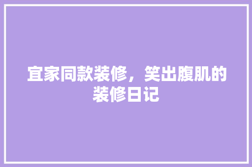 宜家同款装修，笑出腹肌的装修日记  第1张