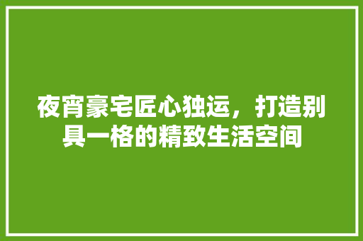 夜宵豪宅匠心独运，打造别具一格的精致生活空间