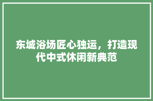 东城浴场匠心独运，打造现代中式休闲新典范
