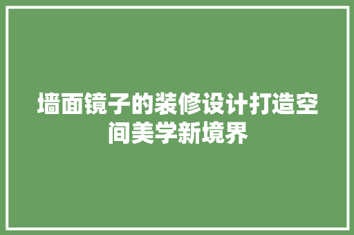 墙面镜子的装修设计打造空间美学新境界  第1张