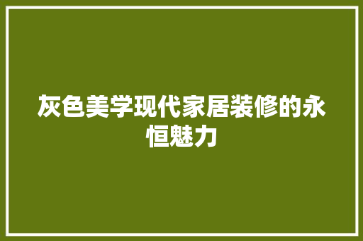 灰色美学现代家居装修的永恒魅力