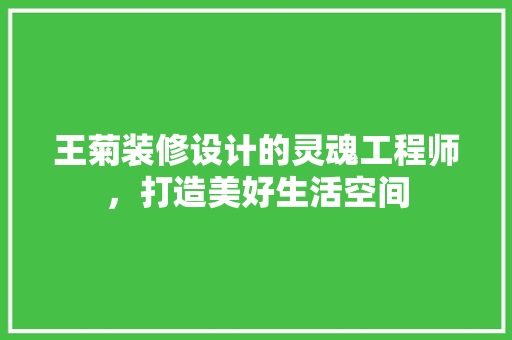 王菊装修设计的灵魂工程师，打造美好生活空间