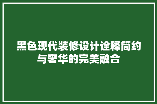 黑色现代装修设计诠释简约与奢华的完美融合