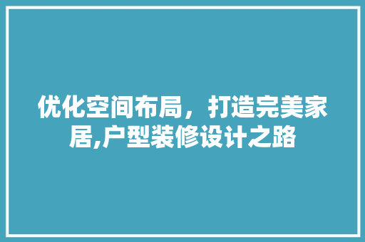 优化空间布局，打造完美家居,户型装修设计之路