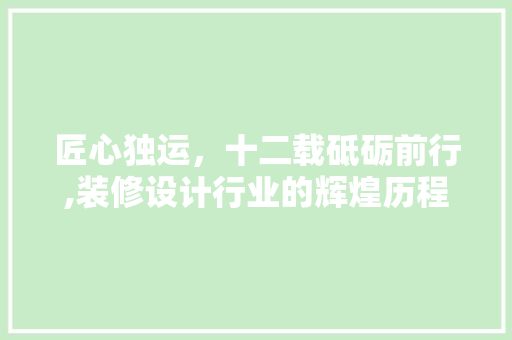 匠心独运，十二载砥砺前行,装修设计行业的辉煌历程与未来展望