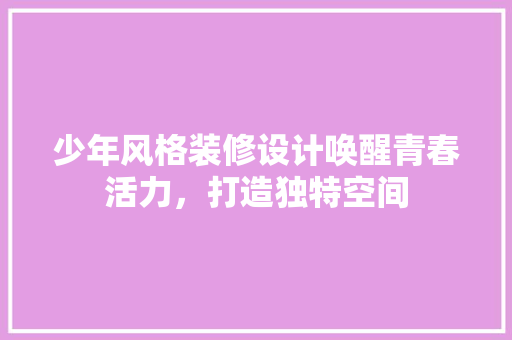 少年风格装修设计唤醒青春活力，打造独特空间