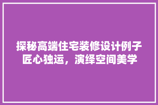 探秘高端住宅装修设计例子匠心独运，演绎空间美学  第1张
