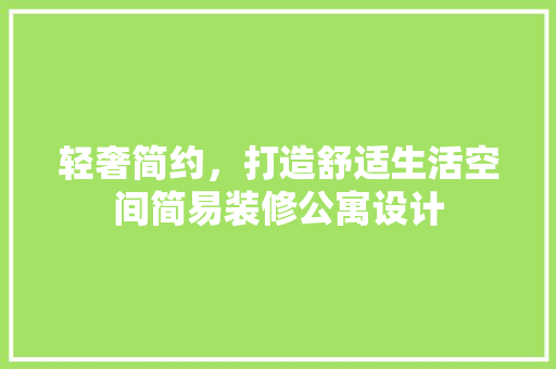 轻奢简约，打造舒适生活空间简易装修公寓设计