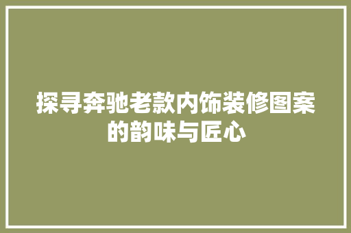 探寻奔驰老款内饰装修图案的韵味与匠心